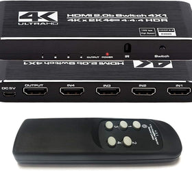 NÖRDIC HDMI 2.0 4x1 Switch 4K60Hz med fjärrkontroll