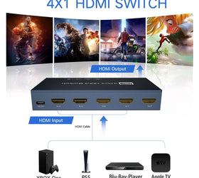 NÖRDIC HDMI 2.1 switch 4 till 1 - 8K60Hz 4K120Hz HDR Dolby Atmos