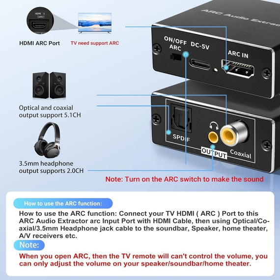 NÖRDIC HDMI ARC/eARC Extractor SPDIF, Koaxial, 3,5 mm