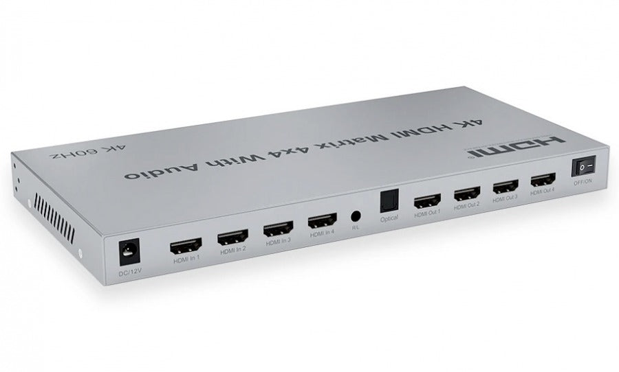 NÖRDIC HDMI Matrix 4x4 switch 4K 60Hz med ljudöverföring