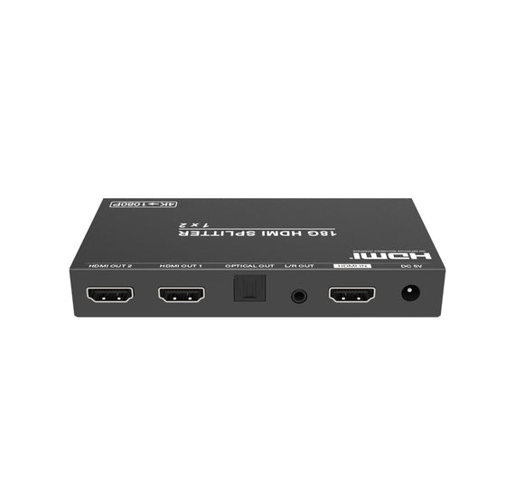 HDMI Splitter 1 to 2 4K60Hz with extractor Optical SPDIF Stereo HDCP2.2 HDR10+, Dolby