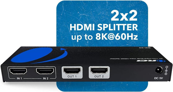 HDMI Splitter 2 in 2 Out, 4K@120Hz, Dolby Vision Pass-Through, HDCP 2.3, Auto EDID Management