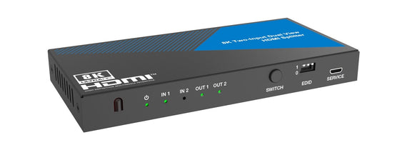 HDMI Splitter 2 in 2 Out, 4K@120Hz, Dolby Vision Pass-Through, HDCP 2.3, Auto EDID Management
