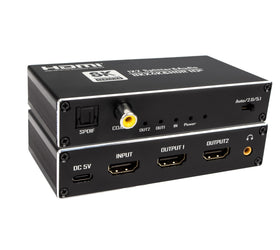 NÖRDIC HDMI 2.1 Splitter 8K60Hz 1 till 2 med inbyggd Extractor för SPDIF/Coaxial/Stereo