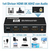 NÖRDIC HDMI 2.1 Splitter 8K60Hz 1 till 2 med inbyggd Extractor för SPDIF/Coaxial/Stereo