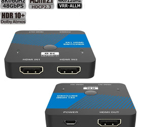HDMI 2.1 Switch 2 till 1 8K60Hz 4K120Hz CEC HDR Dolby Atmos, True HD, Digital Plus, DTS-HD Master