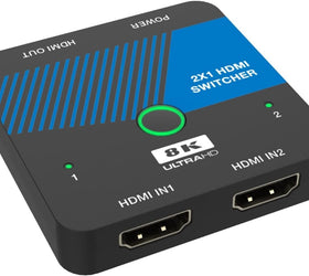 NÖRDIC HDMI 2.1 Switch 2 till 1 8K60Hz 4K120Hz CEC HDR Dolby Atmos, True HD, Digital Plus, DTS-HD Master