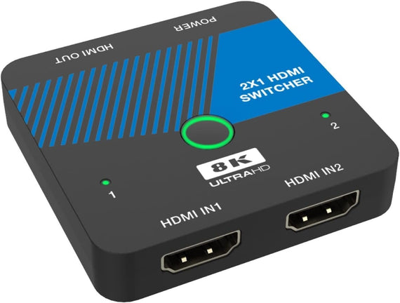 HDMI 2.1 Switch 2 till 1 8K60Hz 4K120Hz CEC HDR Dolby Atmos, True HD, Digital Plus, DTS-HD Master