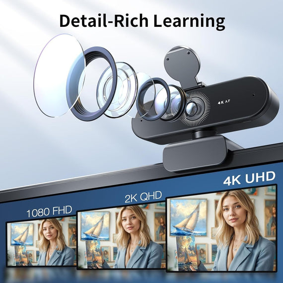 UHD 4K 30fps Webbkamera autofokus dubbel mikrofon 8 Megapixel 1/2.8" CMOS sensor