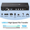 NÖRDIC KVM 4x2 HDMI Switch 4PC till Dual Monitor HDMI 8K60Hz med 1x3.5mm och 4xUSB-A