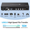NÖRDIC KVM 4x2 Switch 4PC till Dual Monitor HDMI & DP 8K60Hz med 1x3.5mm och 4xUSB-A