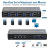 NÖRDIC KVM 4x2 Switch 4PC till Dual Monitor HDMI & DP 4K60Hz med 2x3.5mm och 3xUSB-A