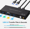 NÖRDIC KVM-switch 2 till 1 HDMI 2.0 4K60Hz för PC, Xbox, PS5 och bärbar dator med 4×USB 3.0-portar