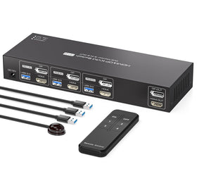 NÖRDIC KVM Switch 3 till 2 8K60Hz DP 1.4 HDMI 2.0 KVM USB 3.0