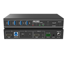 NÖRDIC KVM Switch 2 till 1 USB-C & HDMI 4K60Hz 4xUSB-A