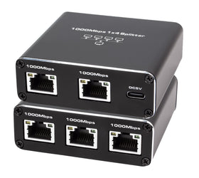 NÖRDIC LAN-splitter 1 till 4 1000 Mbps Gigabit Ethernet för dator, laptop, switch, hubb, router, digital-TV