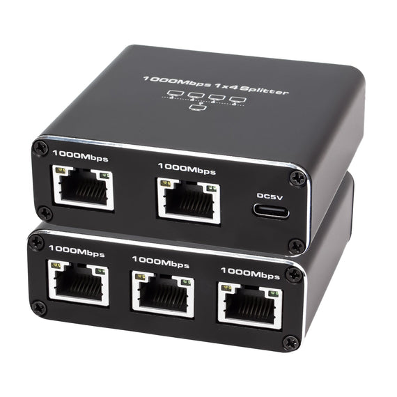 NÖRDIC LAN-splitter 1 till 4 1000 Mbps Gigabit Ethernet för dator, laptop, switch, hubb, router, digital-TV