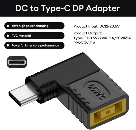 NÖRDIC Vinklad Lenovo Square Yellow till USB-C adapter