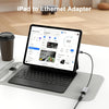 NÖRDIC Lightning till Ethernet-nätverksadapter med 20W laddningsport för iPhone/iPad, RJ45 Plug & Play, 100Mbps, 50cm