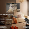 NÖRDIC Mini Portable Projector 4K 1080P Full HD-stöd Android 11 & Netflix – WiFi 6, BT 5.0, 180° rotation, hemmabioprojektor
