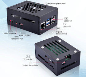 NÖRDIC Raspberry Pi 5-chassi med Pi5-officiell aktiv kylare, stöd för PCIe M.2 NVMe SSD