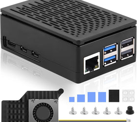 NÖRDIC Raspberry Pi 5-chassi med Pi5-officiell aktiv kylare, stöd för PCIe M.2 NVMe SSD Shield Top, för Raspberry Pi 5 4GB/8GB
