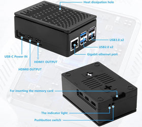 NÖRDIC Raspberry Pi 5-chassi med Pi5-officiell aktiv kylare, stöd för PCIe M.2 NVMe SSD Shield Top, för Raspberry Pi 5 4GB/8GB
