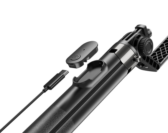 NÖRDIC Selfie-stick för smartphone, elektrisk sugkopp, utdragbar monopod med Bluetooth och stativ