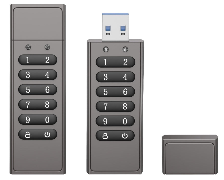 NÖRDIC Säkert krypterat USB-minne lösenordsskyddat låsande AES - 256-bitars, USB-minne 3.0 för personligt skydd 128GB