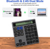 NÖRDIC Slim 34key Numeric Keypad Bluetooth with Display 2 in 1 Data Entry + Calculator for Laptop Macbook Mac Surface PC Chrome