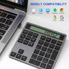 NÖRDIC Slim 34key Numeric Keypad Bluetooth with Display 2 in 1 Data Entry + Calculator for Laptop Macbook Mac Surface PC Chrome
