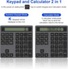 NÖRDIC Slim 34key Numeric Keypad Bluetooth with Display 2 in 1 Data Entry + Calculator for Laptop Macbook Mac Surface PC Chrome
