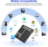 NÖRDIC Slim 34key Numeric Keypad Bluetooth with Display 2 in 1 Data Entry + Calculator for Laptop Macbook Mac Surface PC Chrome