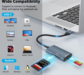 NÖRDIC USB-C 3.0 Kortläsare 2 Slot SD3.0, MicroSD3.0 UHS-I