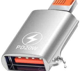 NÖRDIC USB-A 3.1 OTG hona till Lightning hane adapter, Lightning adapter till synk och laddning, aluminium silver
