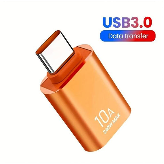 USB-A 3.1 OTG hona till USB C hane adapter, USB-C adapter till synk och laddning, aluminium orange