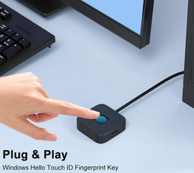 NÖRDIC USB A+C Fingeravtrycksläsare för Windows 10/11, Snabb matchande biometrisk fingeravtrycksläsare