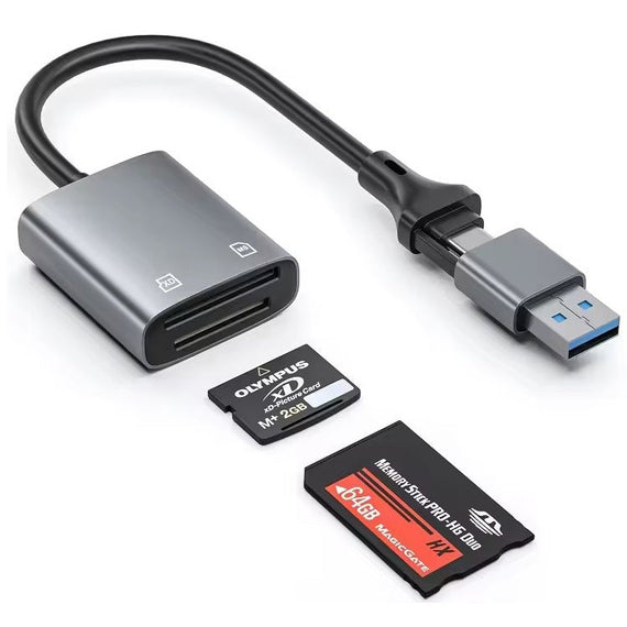 NÖRDIC USB-C/USB-A Kortläsare 2 Slot MS, xD UHS-I