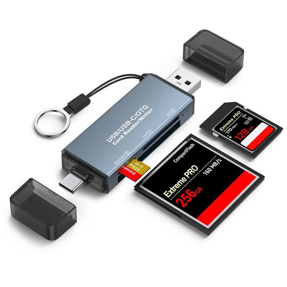 USB-A+USB-C kortläsare CF+SD+MicroSD UHS-I for PC and SmartPhones