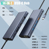 NÖRDIC USB-C 1 till 14 Dockningsstation Trippla skärmar, 2xHDMI, 1xDP, 1xUSB-C PD 100W, 2xUSB-C, 4xUSB-A, med Ethernet