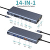 NÖRDIC USB-C 1 till 14 Dockningsstation Trippla skärmar, 2xHDMI, 1xDP, 1xUSB-C PD 100W, 2xUSB-C, 4xUSB-A, med Ethernet