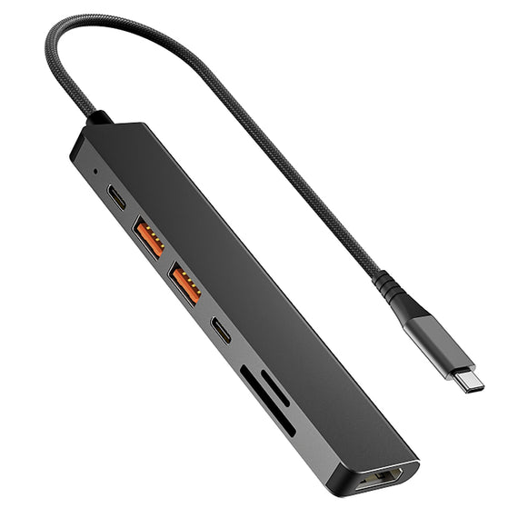 NÖRDIC USB-C 1 till 7 Dockningsstation 1xHDMI 4K60Hz 1xUSB-C PD 100W 1xUSB-C 3.2 2xUSB-A 3.2 10G 1xSD 1xMicroSD