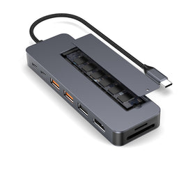 NÖRDIC USB-C 1 till 9 Dockningsstation 1xHDMI4K60Hz 1xUSB-C PD 100W, 1xUSB-C, 3xUSB-A, 1xSD-plats, 1xMicroSD-plats, 1xM.2 SSD NVMe