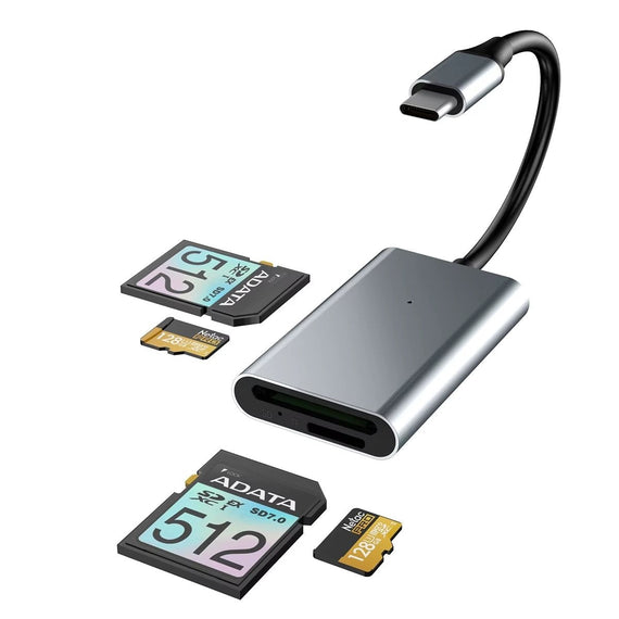NÖRDIC USB-C 3.0 Kortläsare 4 Slot SD4.0, SD3.0, MicroSD4.0, MicroSD3.0 UHS-I/UHS-II