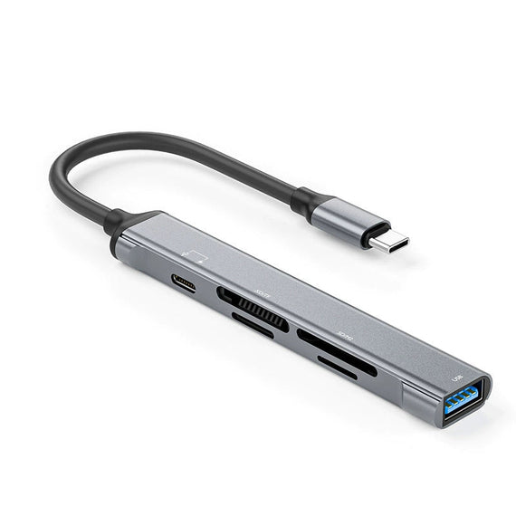 NÖRDIC USB-C Kortläsare 4 Slot SD, MicroSD, MS, M2 1xUSB-C 1xUSB-A UHS-I