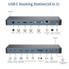 NÖRDIC USB-C Dockningsstation 1 till 18 Fyra skärmar, 2xHDMI, 1xDP, 1xVGA, 1xUSB-C PD 100W, 1xUSB-C QC, 2xUSB-C, 1xUSB-A QC3.0, 3xUSB-A, 1xGigaLAN