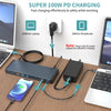 NÖRDIC USB-C Dockningsstation 1 till 18 Fyra skärmar, 2xHDMI, 1xDP, 1xVGA, 1xUSB-C PD 100W, 1xUSB-C QC, 2xUSB-C, 1xUSB-A QC3.0, 3xUSB-A, 1xGigaLAN