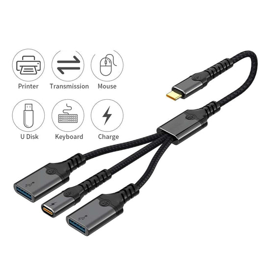 NÖRDIC USB-C Hubb till 1xUSB-C PD60W 2xUSB-A