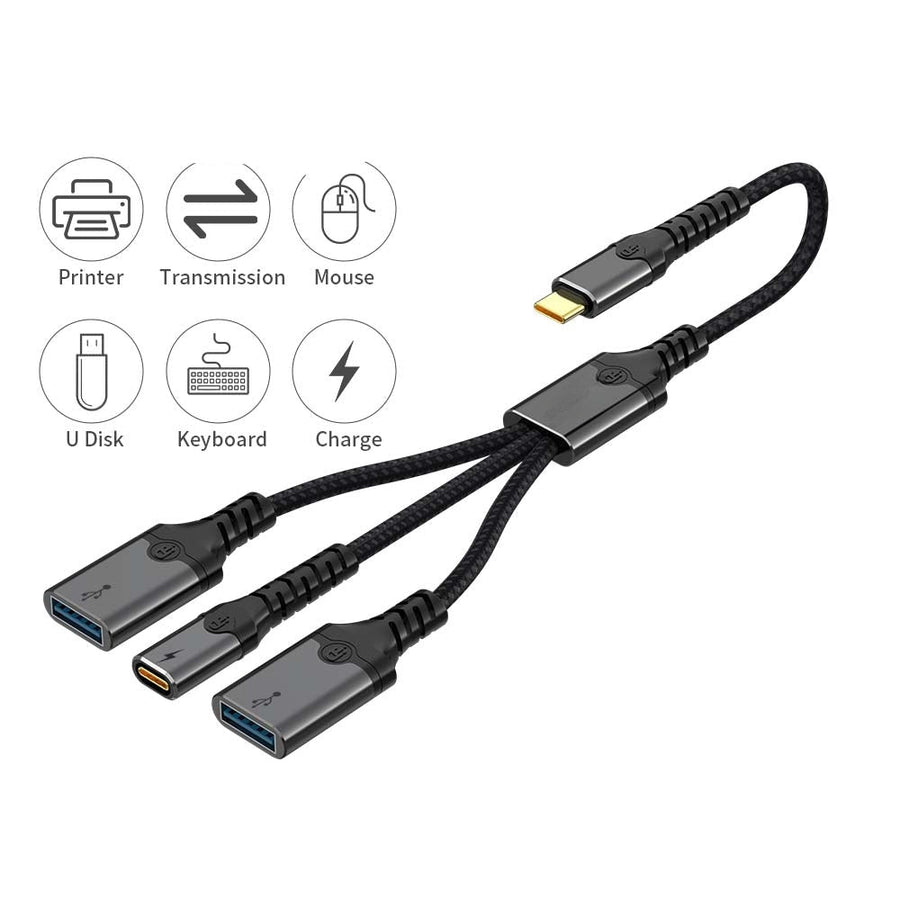 NÖRDIC USB-C Hubb till 1xUSB-C PD60W 2xUSB-A