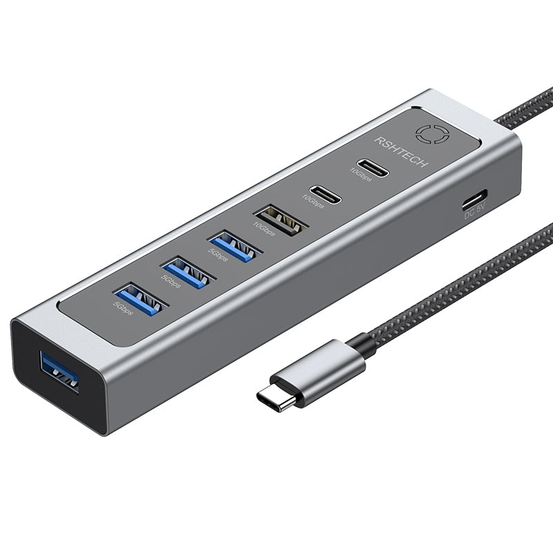 NÖRDIC USB-C Hub 2xUSB-C 10G, 1xUSB-A 10G, 4xUSB-A 5G, 60cm kabel